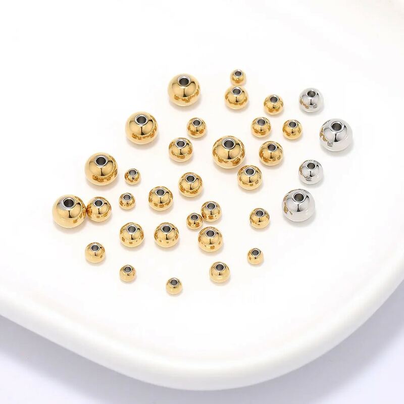3 - 8mm cor do ouro de aço inoxidável solta grânulos pulseiras colares encantos espaçador contas para diy jóias fazendo suprimentos em massa