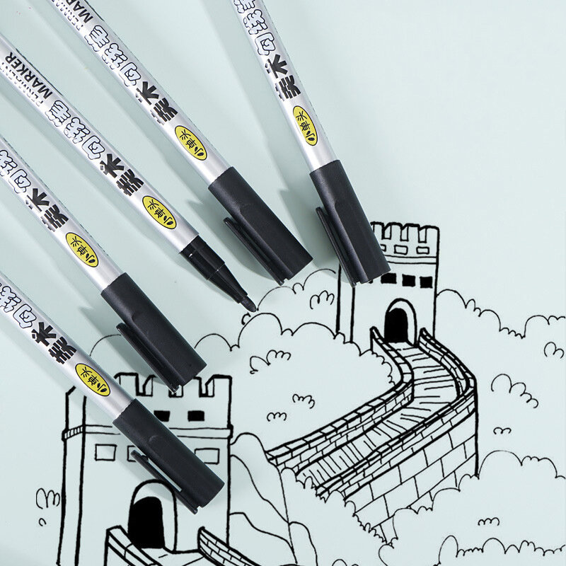 Pennarelli 1.2mm penna Gel nera impermeabile oleosa fai da te Graffiti pennarelli per schizzi cancelleria Wrting materiale scolastico