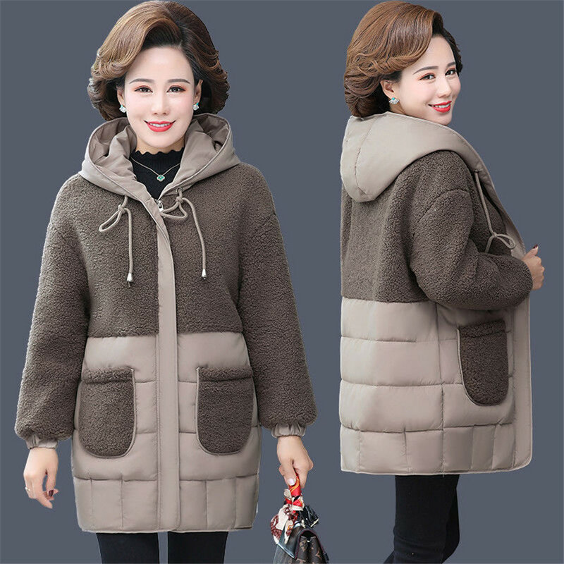 Hochwertige Frauen Winter Daunen Parkas neue dicke warme Jacke mittleren Alters Mutter Baumwolle gepolsterten Mantel langen Mantel Outwear