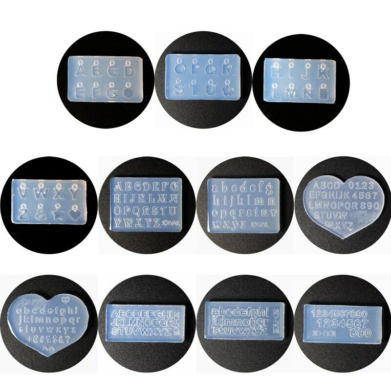 652F Mini Buchstaben Zahlen 3D Nail art Dekorationen UV Kristall Epoxy Form Nagel Ornamente Silikon Form DIY Handwerk Schmuck