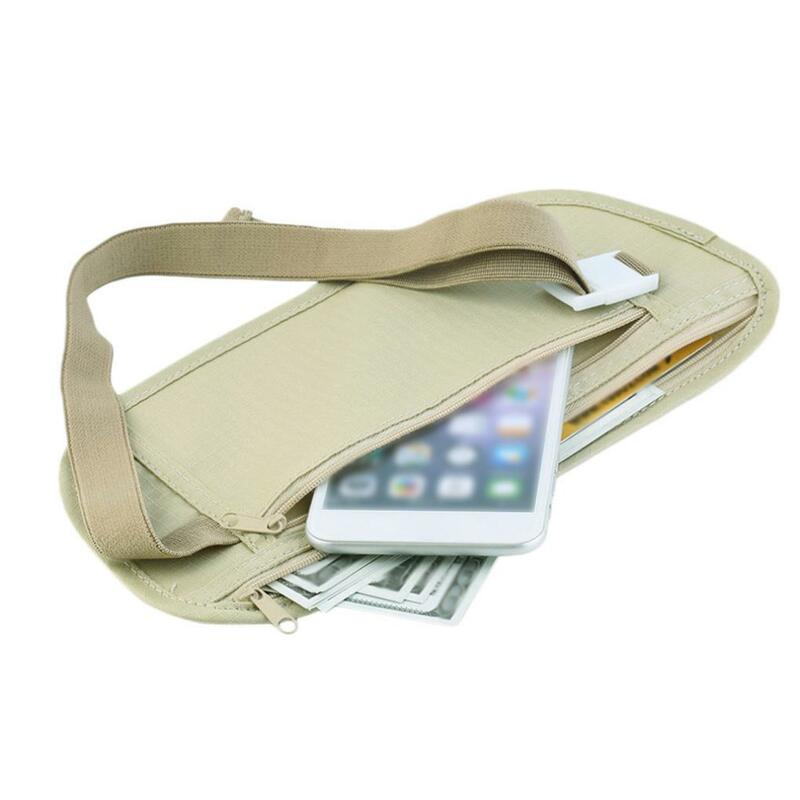 Waist Bag Outdoor Travel Carrying Bags Anti-loss Unisex Solid Color Mobile Phone Money Belt Pouch for Women Men  No 2