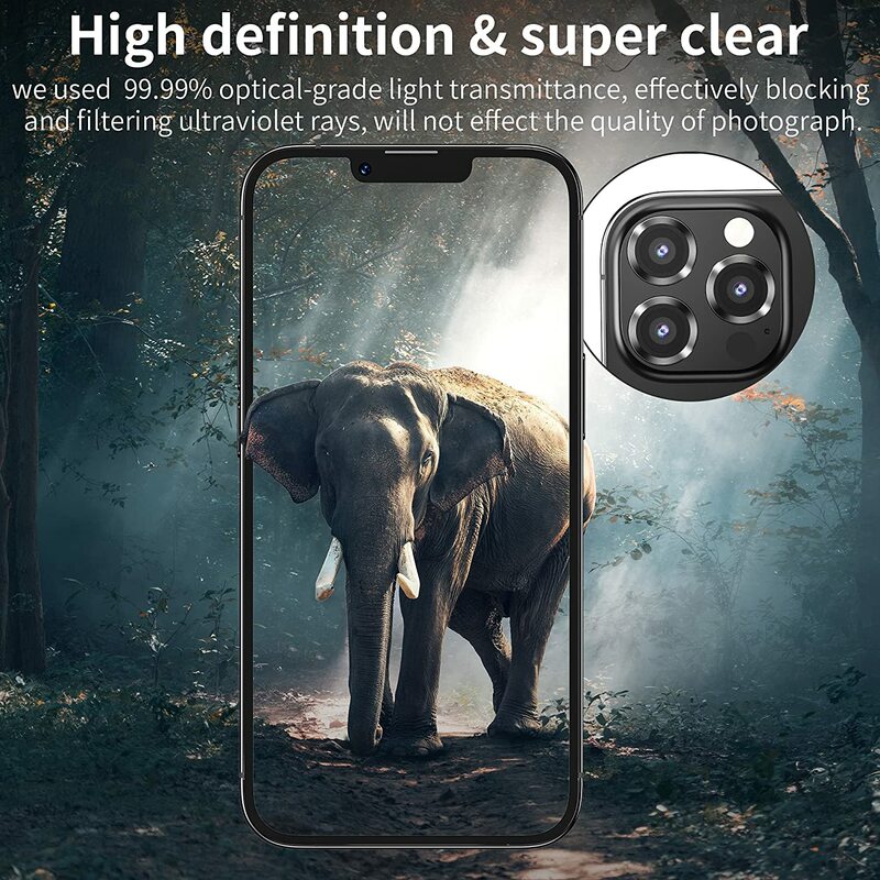 Verre de protection en métal pour iPhone, protection d'objectif d'appareil photo pour iPhone 15Pro Max 14 13 12 Pro Max 12 13 Mini 14Plus 14Pro Max