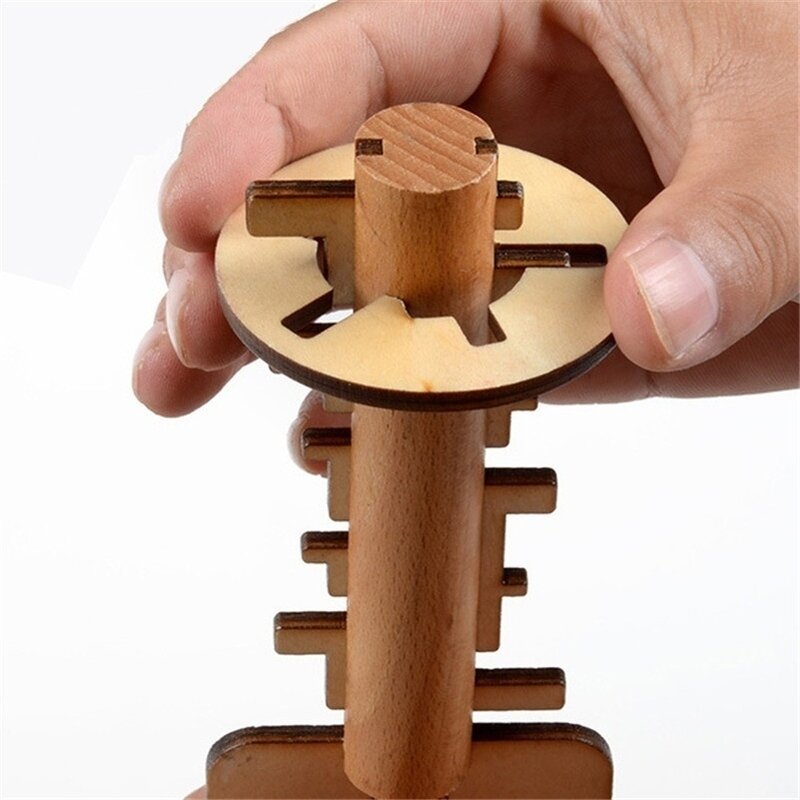 ของเล่นล็อคปริศนาเพื่อการศึกษาสำหรับเด็กและผู้ใหญ่ของเล่นไม้ DIY กุญแจปริศนา