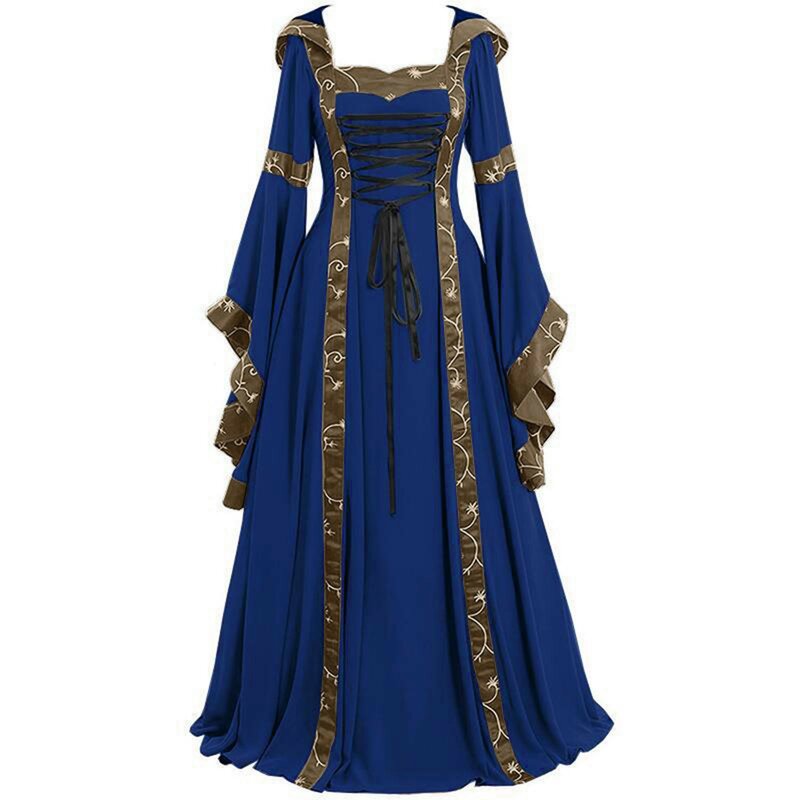 Vestido bandagem gótico vitoriano para mulheres, vestidos vintage, manga longa, cosplay medieval, bruxa vampiro, traje vitoriano, 2024