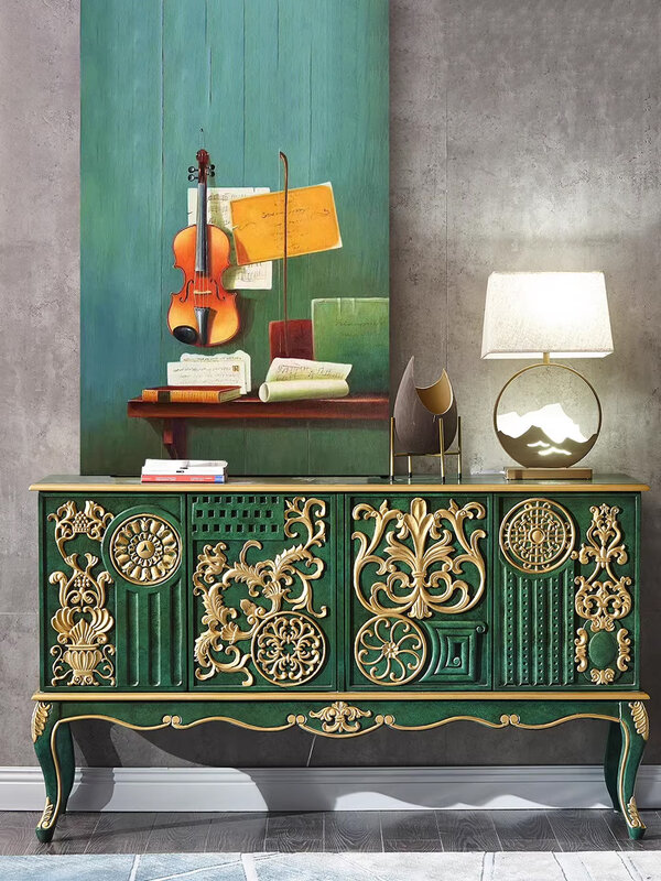 American-Style Entrance Affordable Luxury Style Solid Wood Entrance Foyer Partition Hallway European-Style Sideboard Cabinet