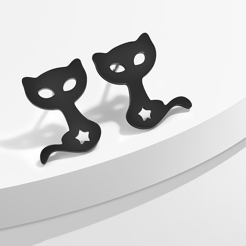 トドラバ-男性と女性のための小さな猫のイヤリング,誕生日パーティーのためのステンレス鋼の動物のイヤリング,結婚式の贈り物