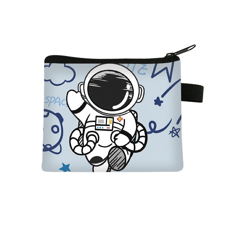 Saco de lona astronauta para moedas e chaves, bolsa de armazenamento, dinheiro e cartão, mudança, fones de ouvido personalizados, novos e bonitos