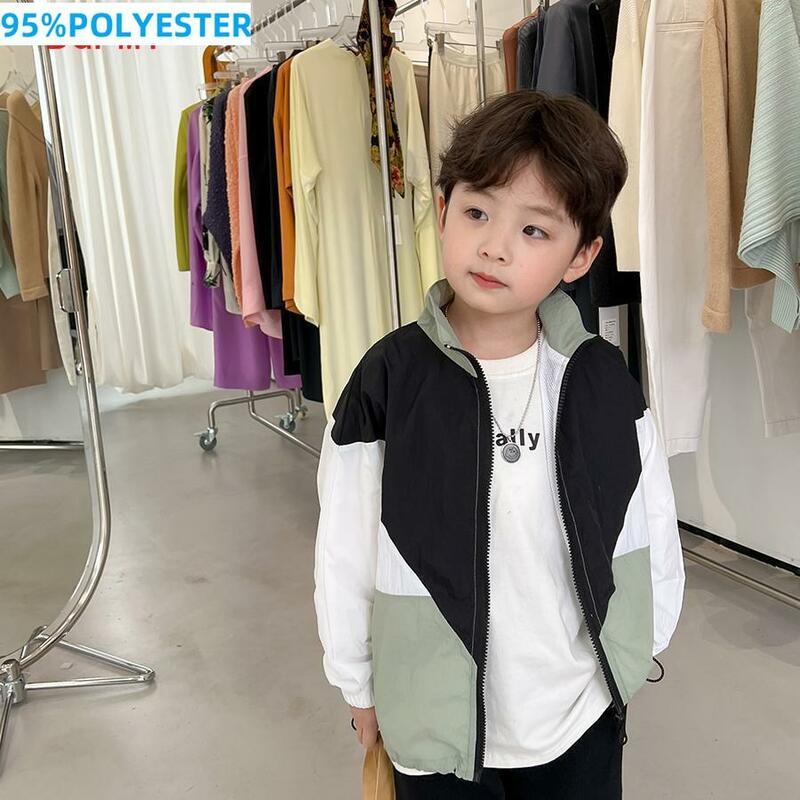 Children's Contrasting Sunscreen Clothing New Outerwear Standing Collar Spring Summer Thin Teenage Jacket Kids Tops for Boy coat