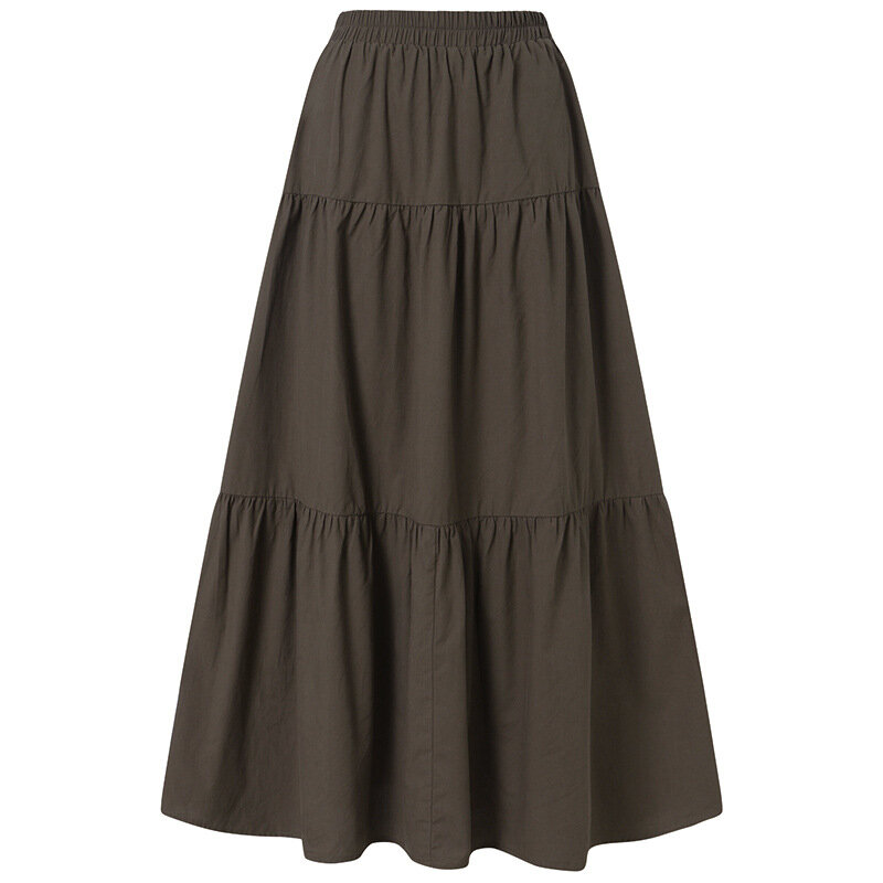 Falda plisada Vintage de Fairycore estética Y2K, moda coreana, Harajuku Grunge, Falda larga de cintura alta, ropa de algodón Retro ramio