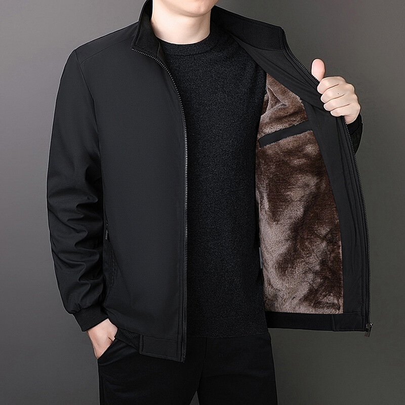 Winter Men's Plush Thickened Warm Cotton Jacket 8XL Oversized Loose Standing Collar Casual Cotton Jacket