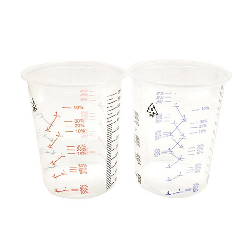 플라스틱 페인트 혼합 컵, 정확한 혼합 페인트 및 액체 혼합용 보정 컵, 혼합 포트, 10 개, 600ml