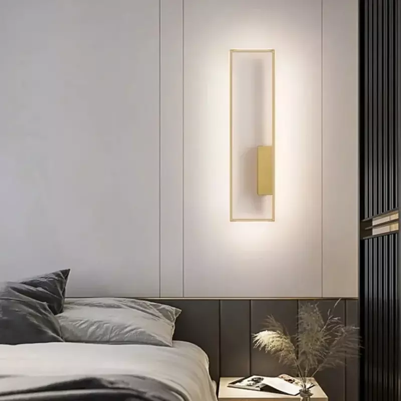 Moderna semplice lungo quadrato comodino lampada da parete corridoio corridoio portico lampada da parete netto rosso camera da letto soggiorno scala applique lampada