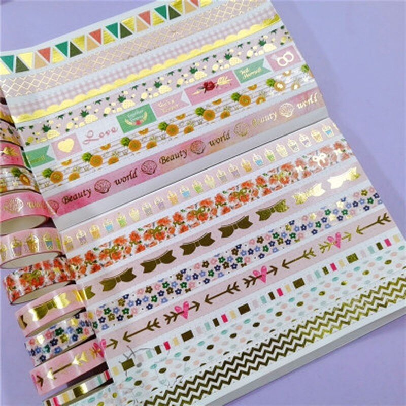 12PCS/Set Washi Masking Tape Set Sticky Decorative Paper Tape DIY Decoration Office School Supplies Stationery Scrapbook