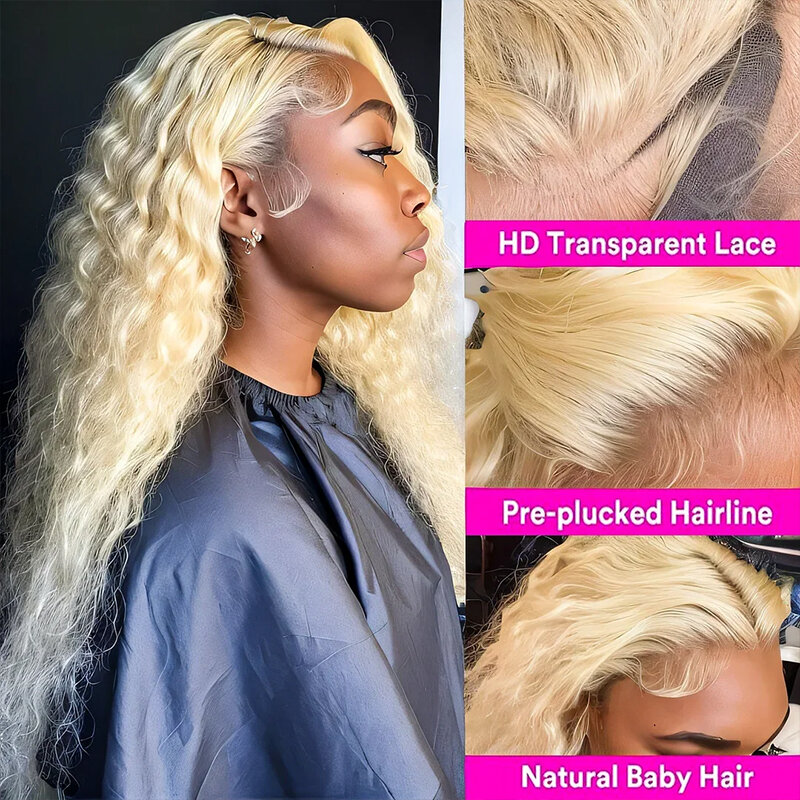 613 Honey Blonde Curly Human Hair Wig 150% 13x4 Transparent Loose Deep Wave Lace Front Wig 13x6 HD Lace Frontal Wigs For Women