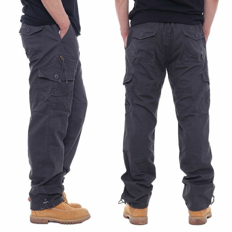 Pantaloni Cargo Casual da uomo con cerniera Multi-tasca in cotone tattico militare militare pantaloni larghi dritti tuta maschile pantaloni dritti