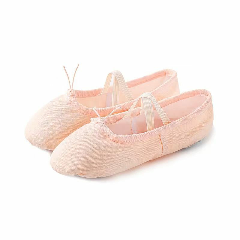 バレエダンサーのためのキャンバスシューズ,クラシックなデザインの柔らかい靴底の女性のためのフラットシューズ