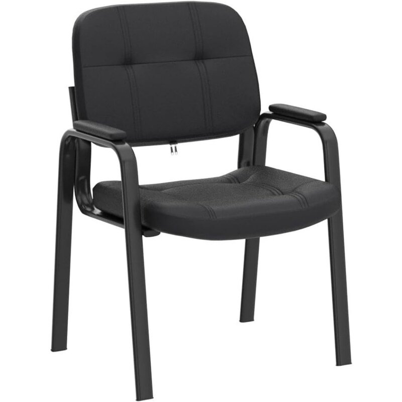 Cadeiras de escritório com couro colado acolchoado braço resto, convidado cadeira, mesa de conferência, cadeiras pretas, 4 Pack