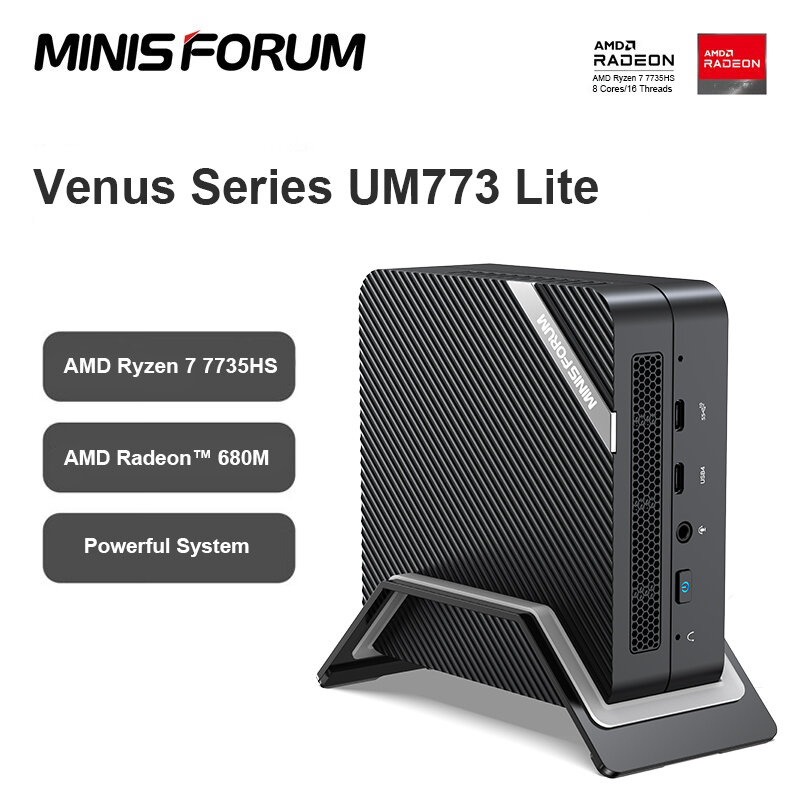 Minisforum UM773 Lite Mini PC AMD Ryzen 7 7735HS Radeon 680M Mini Computer Windows 11 DDR5 32GB 512GB 8K USB4 UM790 Pro PC Gamer