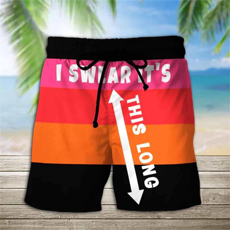 Pantalones cortos de playa con estampado de letras para hombre, ropa deportiva de secado rápido, diseño divertido, novedad de 2024