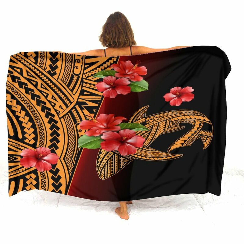 Summer Elegant Seaside Shawl Polynesian Island Holiday Sarong Custom One Style Apron Coat With Any Pattern 2024 New Print