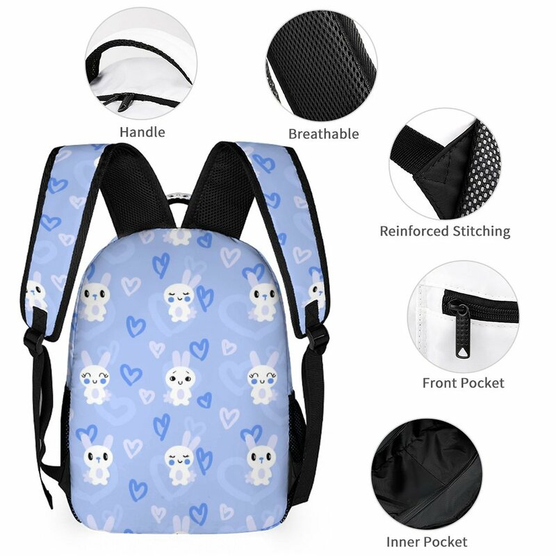 Cute Animal Print School Bag Backpack with Pencil Case Three-piece Set Book Bag Lunch Bag Large Capacity Mochila