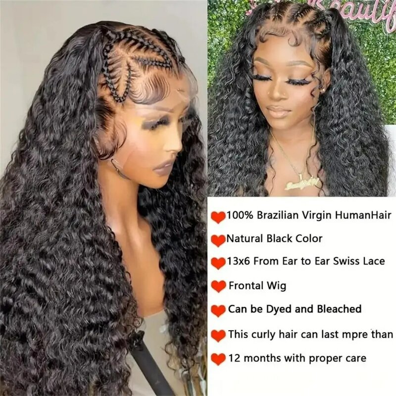 Wig gelombang dalam renda Frontal 13x6 13x4 keriting untuk wanita HD renda depan wig Brazilian Remy rambut manusia pra dipetik ramah pemula