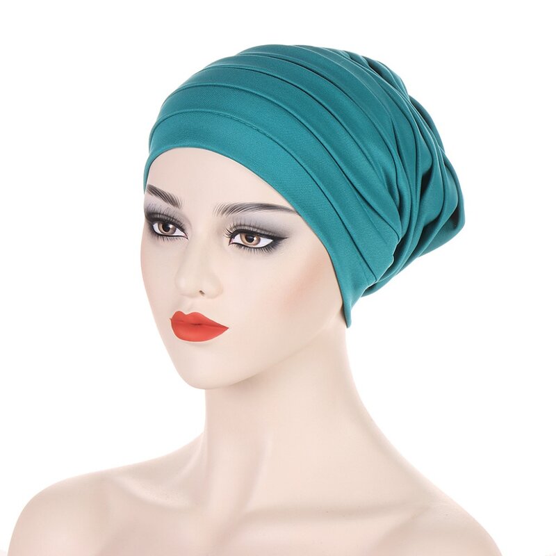 Cor doce Dacron Bonnet muçulmano para mulheres, envoltórios de cabeça feminina, hijab elegante, capotas elásticas, tendência