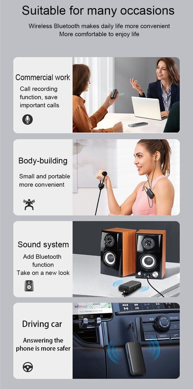 Bluetooth 5.3 Adapter Dongle 3.5mm AUX Jack zasilacz samochodowy Bluetooth dla słuchawki przewodowe TV głośnik samochodowy odbiornik Audio odtwarzacz MP3