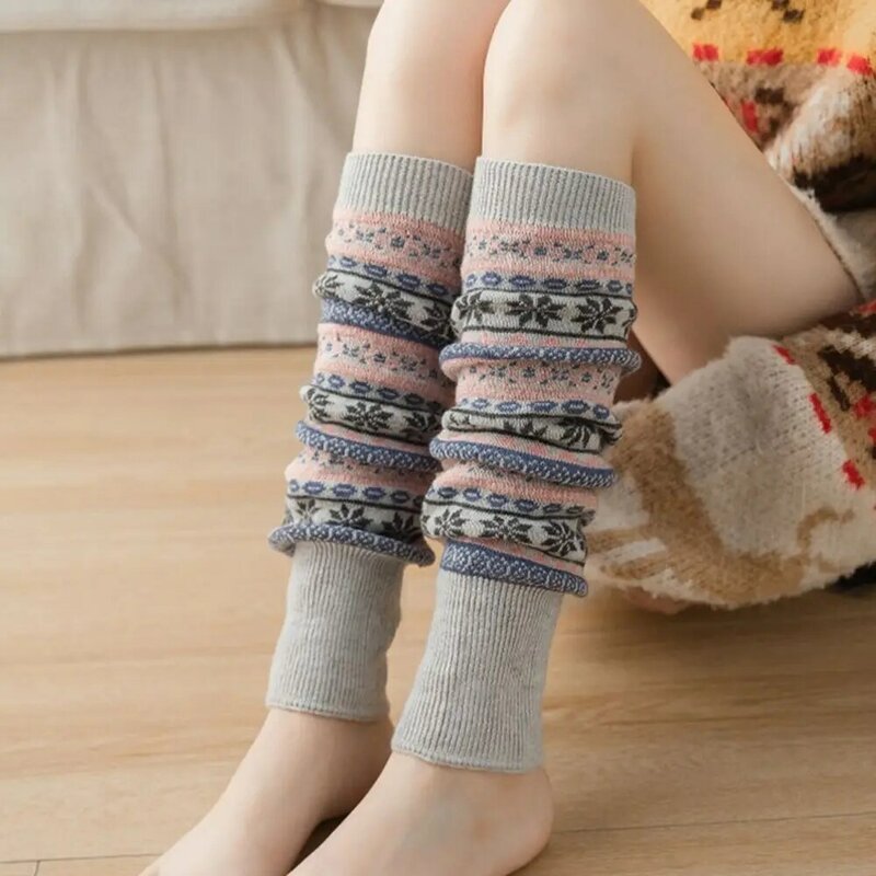 Leggings térmicos longos chiques para mulheres, capa de bota, Leg Warmers, meias de malha, leggings de crochê