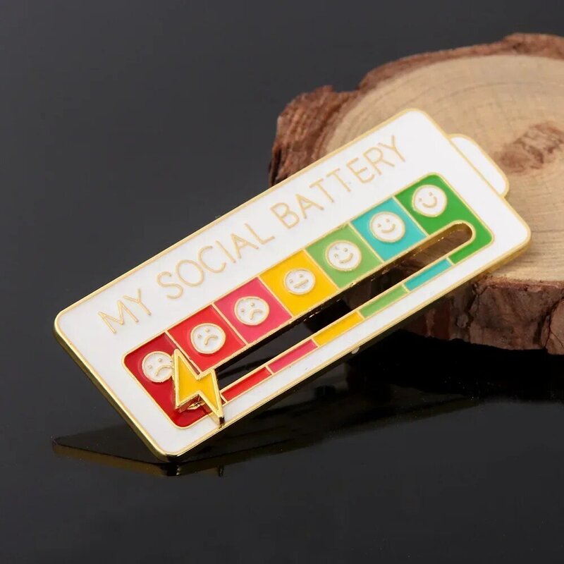 My Social Battery Mood Conversion Brooch Enamel Pin Mood Tracker Metal Badges Brooch for Backpack Jewelry Accessorie Gift Pins