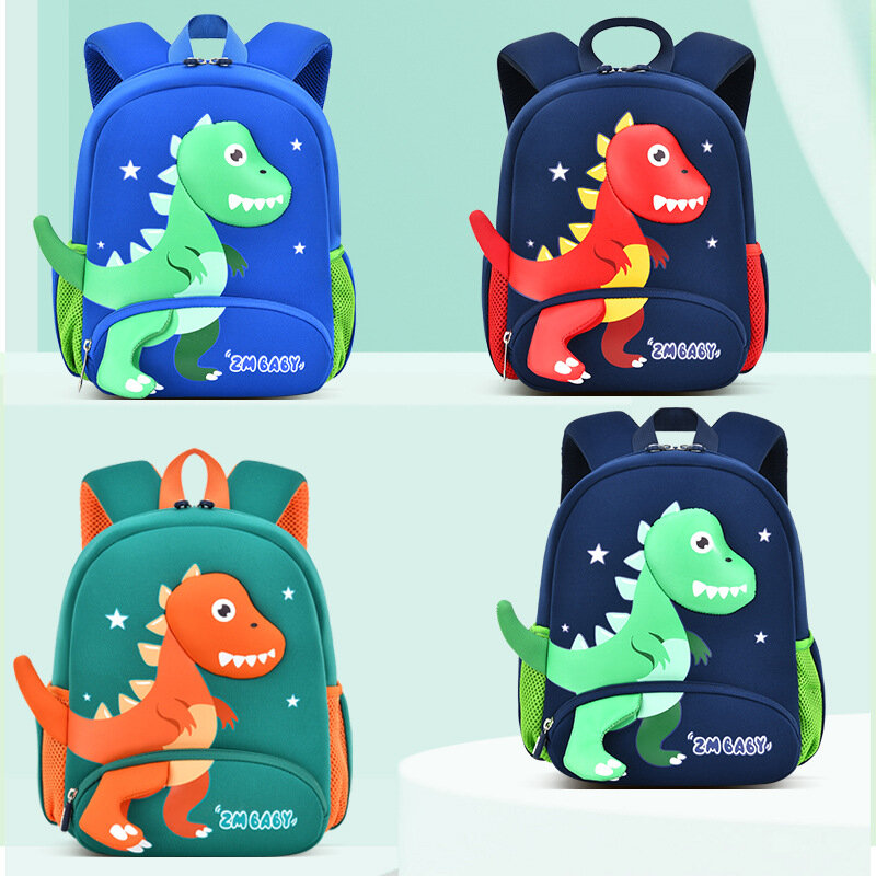 Новинка 2024, рюкзаки для детского сада, 3D рюкзаки с динозаврами, Детская Водонепроницаемая Неопреновая легкая Милая мини-сумка для книг для девочек
