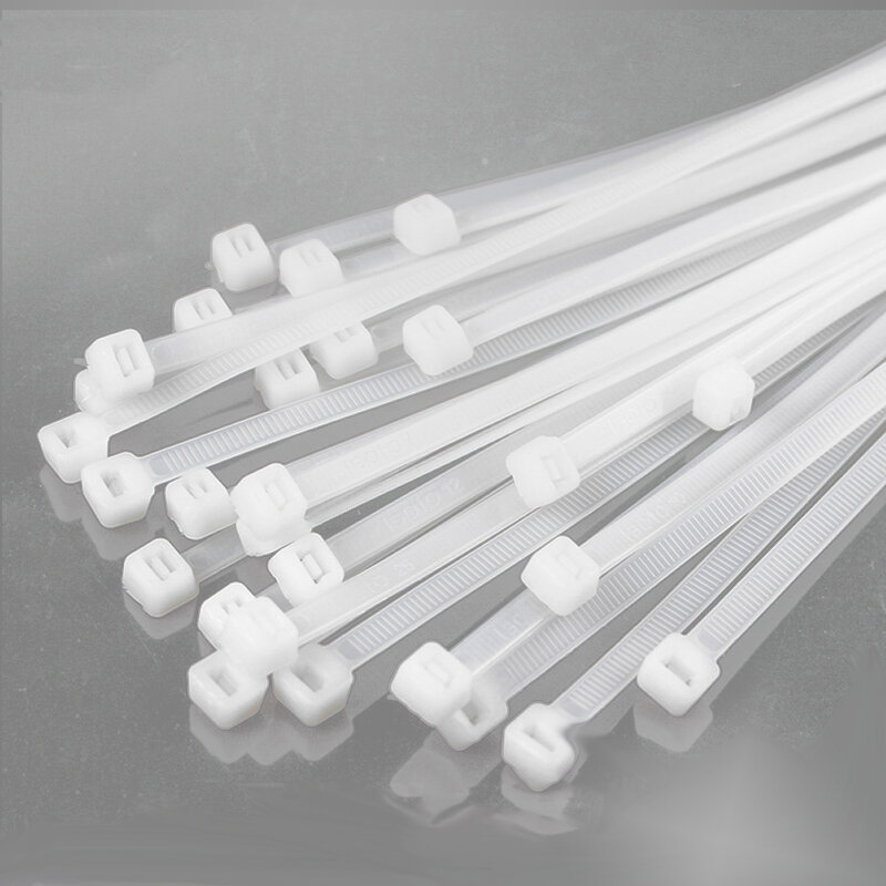 Самоблокирующиеся пластиковые нейлоновые кабельные стяжки 100 шт., белые садовые промышленные застежки в ассортименте, крепежные кольца для растений, органайзер, кабельные стяжки