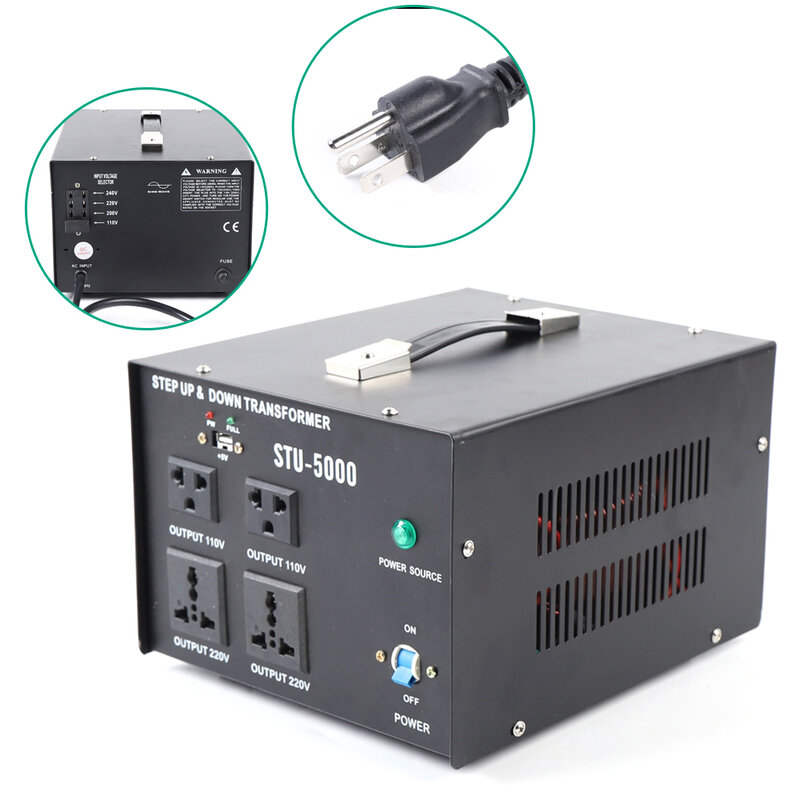 5000 Watt Power Step Up Down Transformer Electric USB 110⇋220V Voltage Converter USA