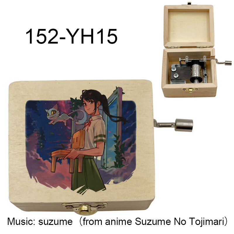 Suzuki Wooden Anime Music Box, operado manualmente, wind up, movimento de 18 notas, presente de ano novo para amigos, amantes, bonito para casa