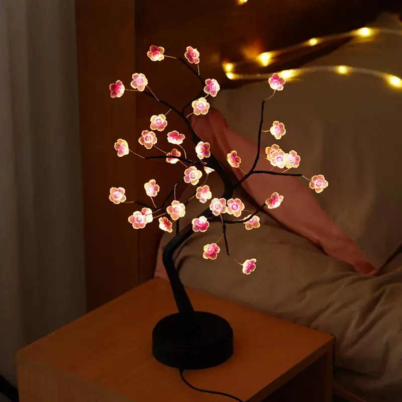 Kreatywna lampa LED Pearl Tree romantyczny marzycielski łyszczec prezent sypialnia stolik nocny lampa świąteczna dekoracja lampka nocna