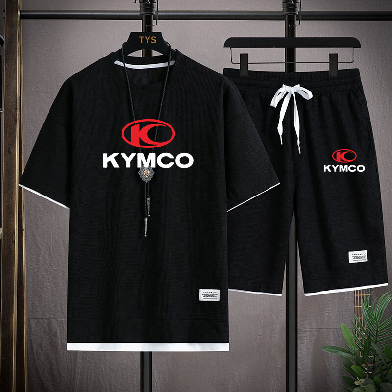 KYMCO-T-shirt à Manches Courtes et Col Rond pour Homme, Haut Décontracté à la Mode, Lotion, Ensemble Sportif