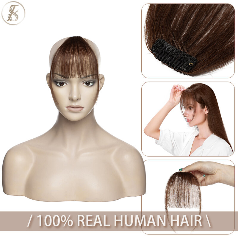 テス空気前髪人毛エクステンション自然な髪前髪3グラム薄型見えない偽かつらアクセサリークリップ女性のための