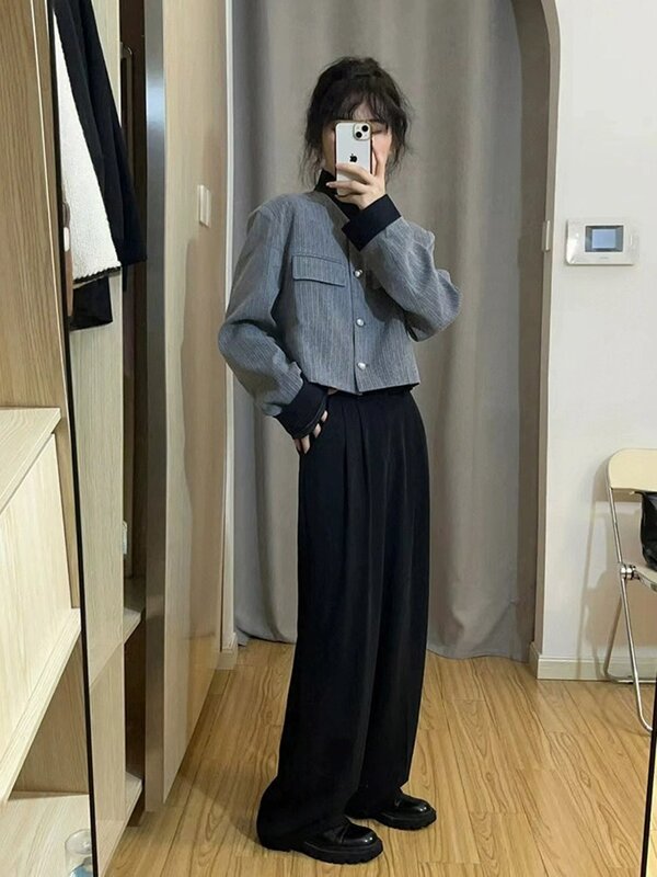UNXX Vintage Tweed Jackets Women Patchwork Crop Short Coat Korean Elegant Single Breasted Blazer Casual All Match Outerwear Tops