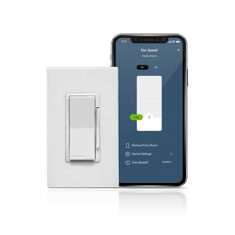 Leviton Decora Smart Fan Speed Controller, Wi-Fi 2nd Gen, Neutral Wire Required, Works with My Leviton, Alexa, Google Assistant