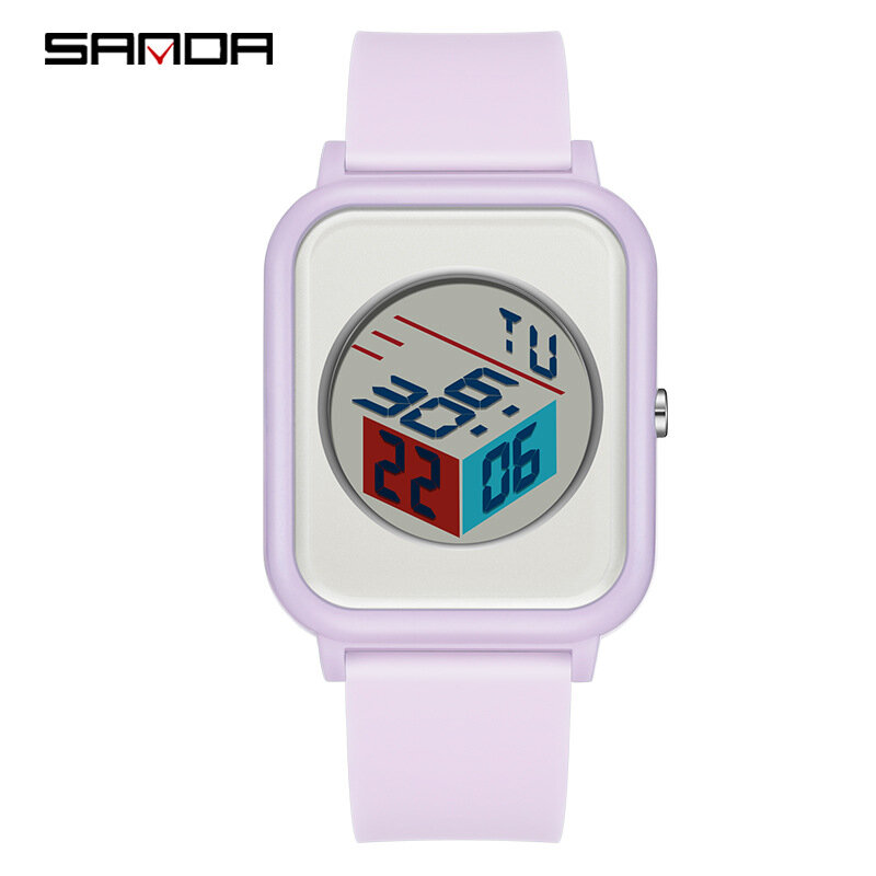 SANDA 6134 Student Electronic Watch Creative Unique Outdoors Luminous Chronograph Silicone Strap Wrist Watches for Boy Girl Gift