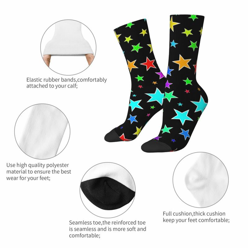 Medias coloridas con estampado de estrellas para hombre y mujer, Calcetines antideslizantes con patrón divertido, cómodos para correr, novedad de invierno