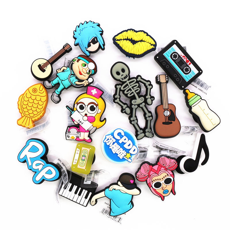 Original Rap Music PVC Shoe Charms accessori Guitar Lute Piano Punk zoccoli clip decorazione per badge regali per feste