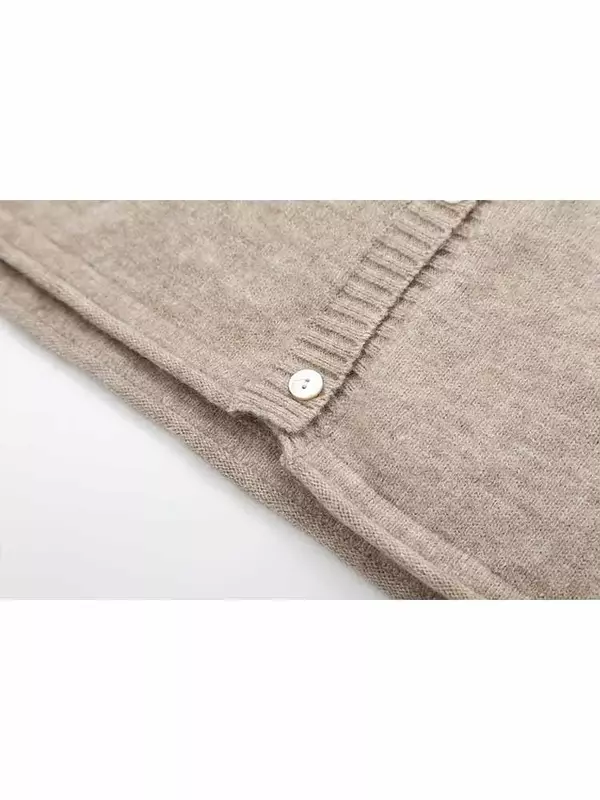 Cárdigan de punto ajustado con cuello redondo para mujer, ropa de abrigo Vintage de manga larga con botones, Tops elegantes, mezcla de lana, nueva moda