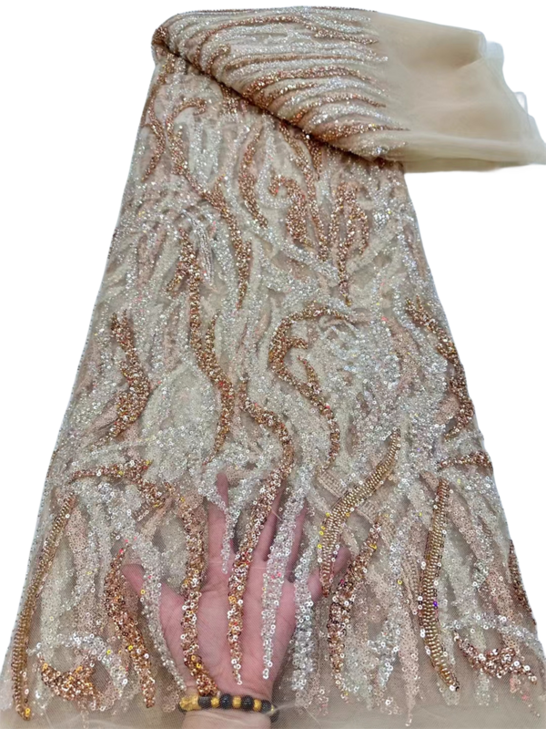 Tissu de dentelle de tulle de paillettes africaines pour la couture de fête de mariage, broderie française nigwin, haute qualité, luxe, 5 mètres
