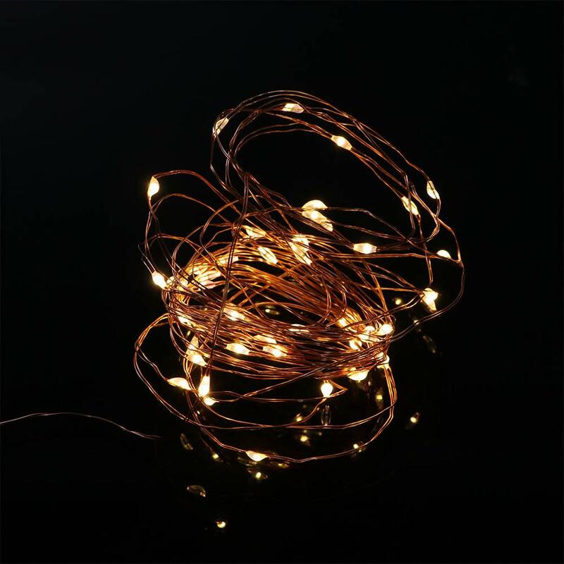 Copper Wire USB Christmas String Lights, Lâmpada estrelada, Decoração, Fada