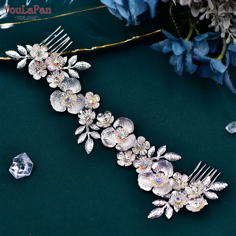 YouLaPan-peineta nupcial de flores de aleación hecha a mano, diadema de boda, accesorios para el cabello de dama de honor, joyería hermosa para mujer, HP565