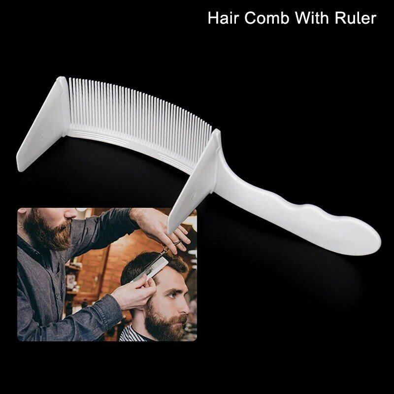 Maquinilla de afeitar curvada para cortar el pelo, peine de barbero, parte superior plana con Regla, peine de corte de salón antiestático, cepillo de peluquería