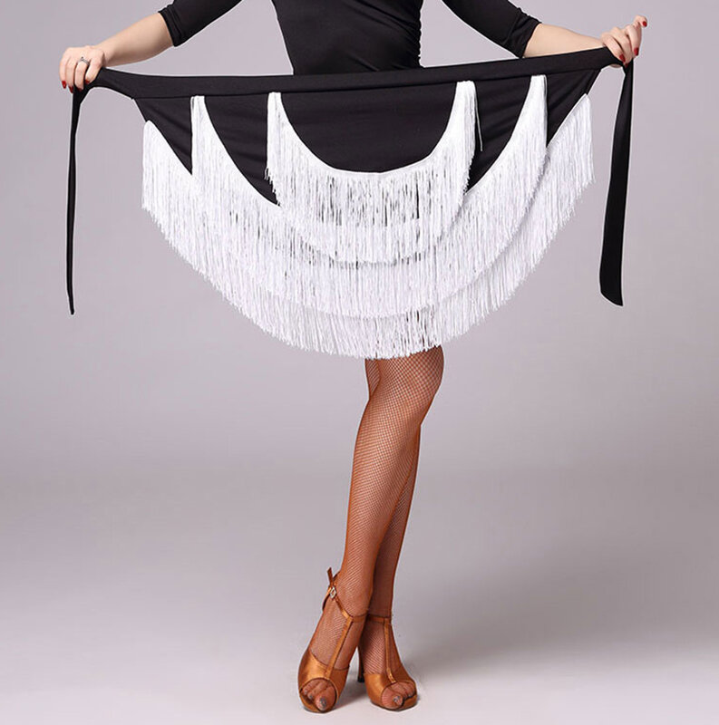 Женская юбка с бахромой для латиноамериканских танцев, юбка с бахромой для латиноамериканских танцев, тренировочная ткань, шарф на бедрах для танцев самбы, Танго, Chacha