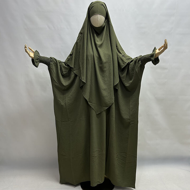 Abaya de mariposa con Khimar para mujer, crepé de alta calidad, ropa islámica musulmana, Jilbab Hijab, vestido de oración, capas a juego, Khimar