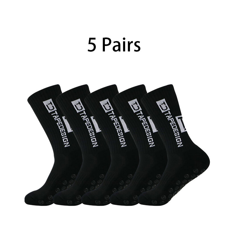 Bottom Football Silicone New Mid-barrel Socks Anti-slip Thickened 5 Pairs Towel Cushioning Soccer Socks Basketball Yoga Socks
